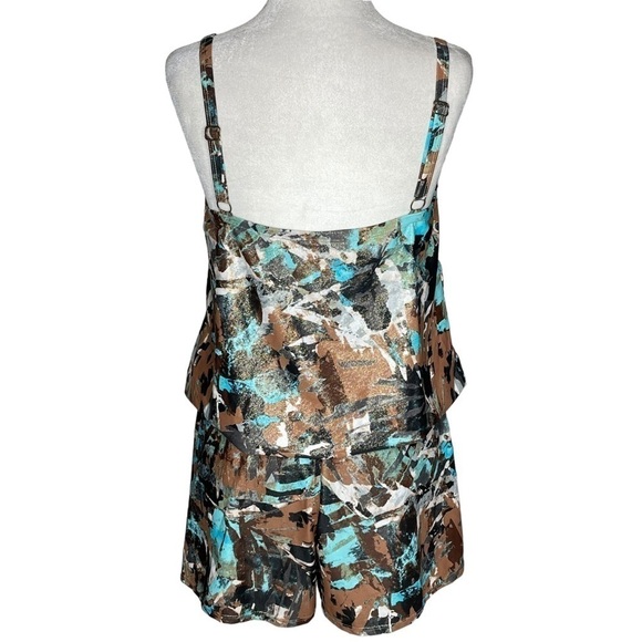 ST Tropez Swimwear Romper Geometric Metallic Adjustable Straps One Piece Suite 8 - Picture 3 of 14